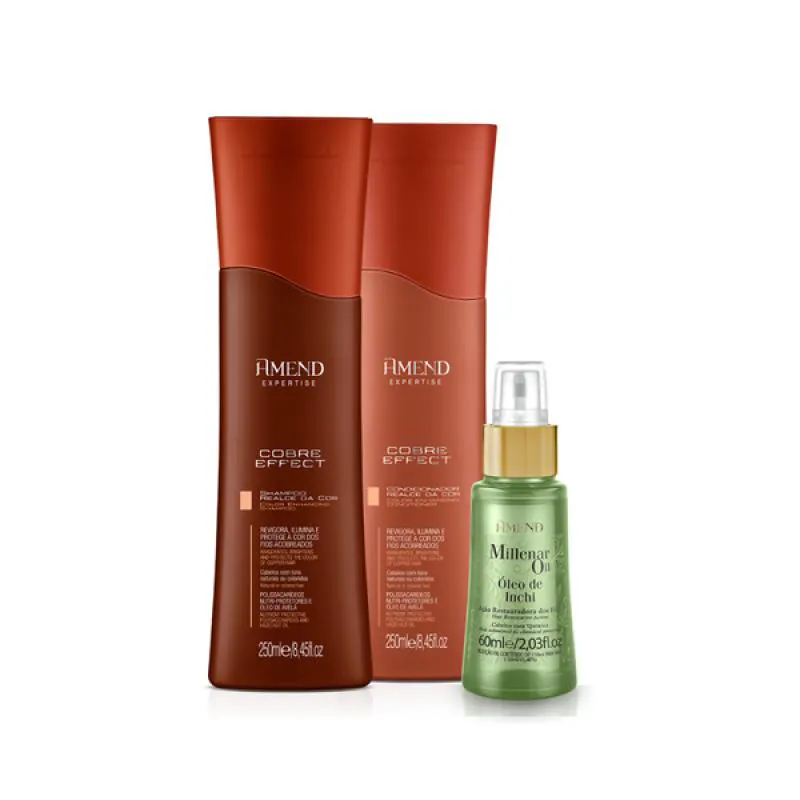 AMEND  COBRE EFFECT SHAMPOO 250ML + CONDICIONADOR 250ML + ÓLEO INCHI 60ML