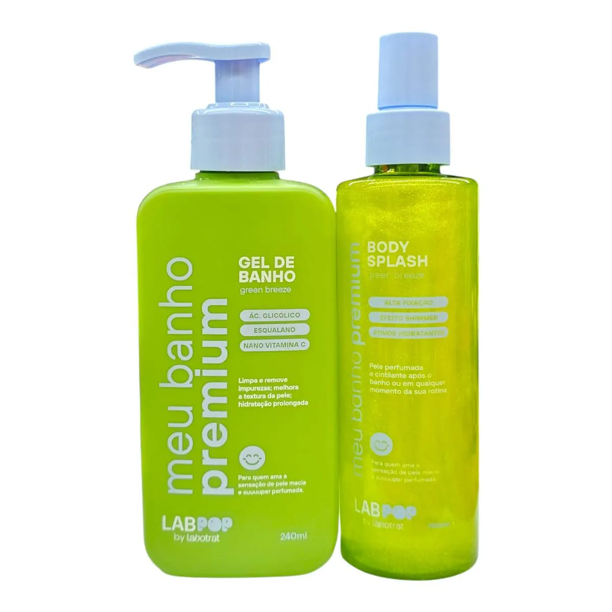 KIT LABOTRAT LABPOP MEU BANHO PREMIUM GREEN BREEZE - GEL DE BANHO 240ML + BODY SPLASH 190ML
