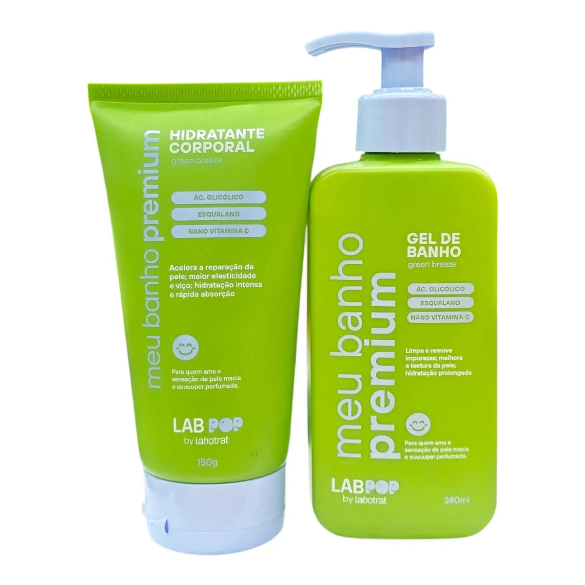 KIT LABOTRAT LABPOP MEU BANHO PREMIUM GREEN BREEZE - GEL DE BANHO 240ML + HIDRATANTE 150ML