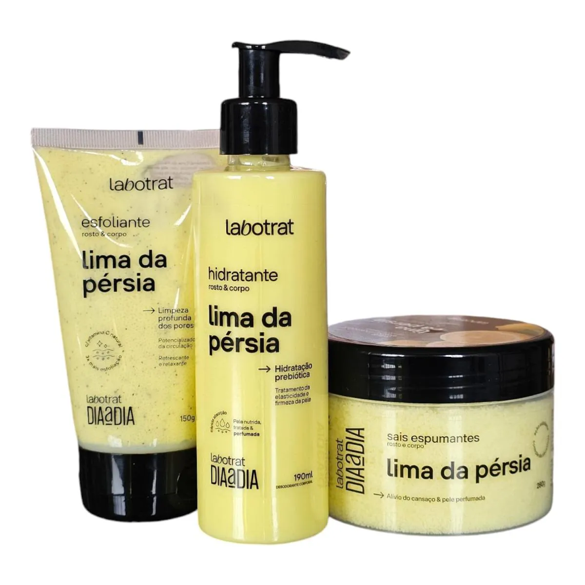 KIT LABOTRAT DIA A DIA LIMA DA PéRSIA - HIDRATANTE 190ML + ESFOLIANTE 150G + SAIS ESPUMANTES 280G