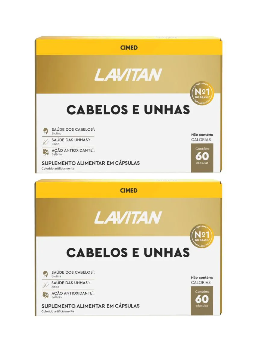 KIT 2 LAVITAN VITAMINA CABELOS E UNHAS 60 CáPSULAS - CIMED