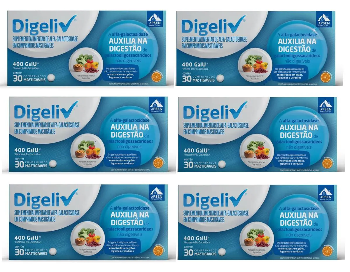 KIT 6 SUPLEMENTO DIGELIV 400 GAIU 30 CáPSULAS - APSEN