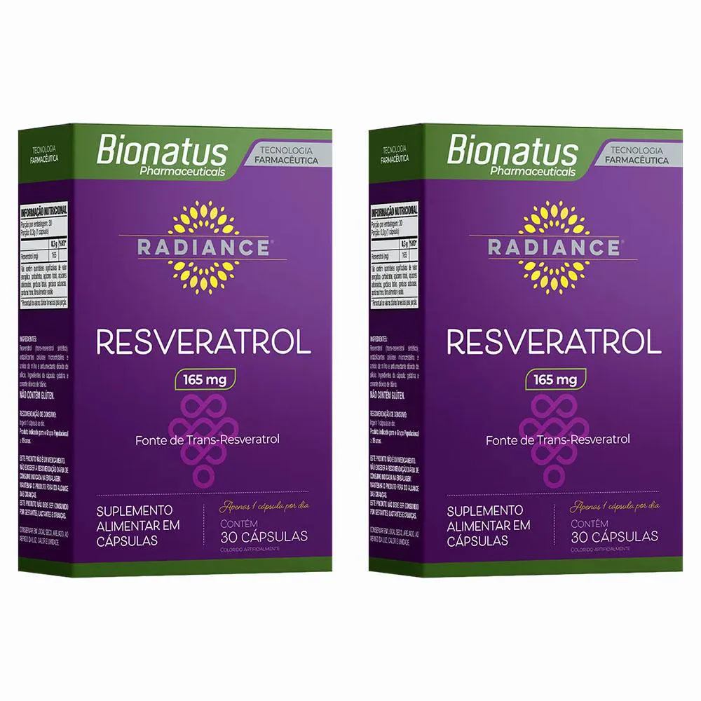 KIT 2 SUPLEMENTO RESVERATROL RADIANCE 30CPS - BIONATUS