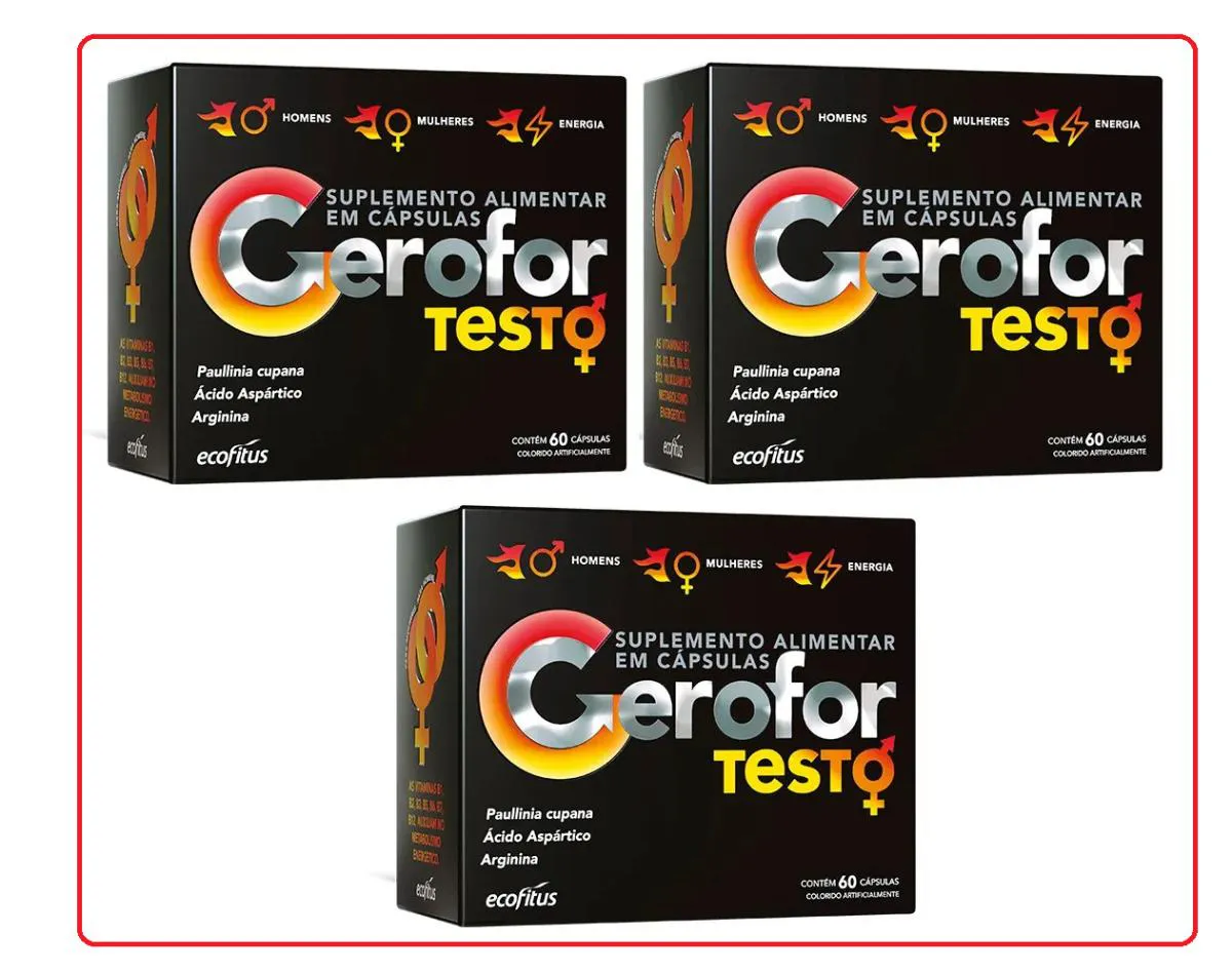 KIT 3 SUPLEMENTO ALIMENTAR GEROFOR TESTO 60CPS - ECOFITUS