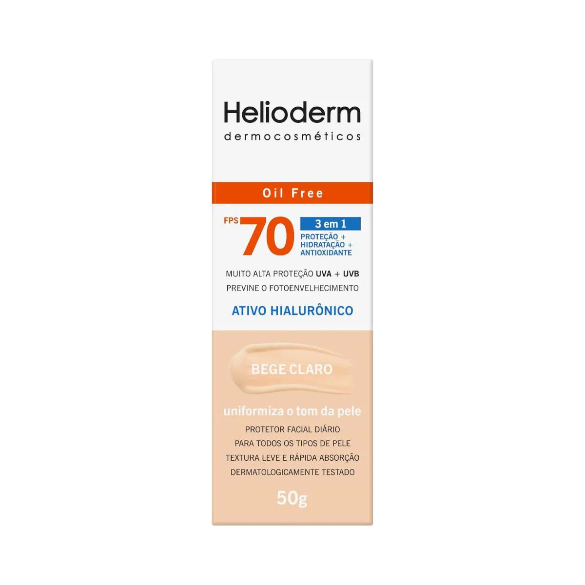 PROTETOR FACIAL FPS 70 BEGE CLARO 50G HELIODERM - KLEY HERTZ