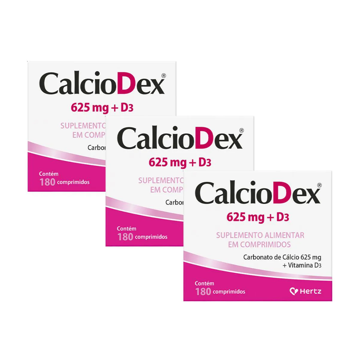 KIT 3UN CALCIODEX CáLCIO + D3 180 COMPRIMIDOS 625MG - KLEY HERTZ