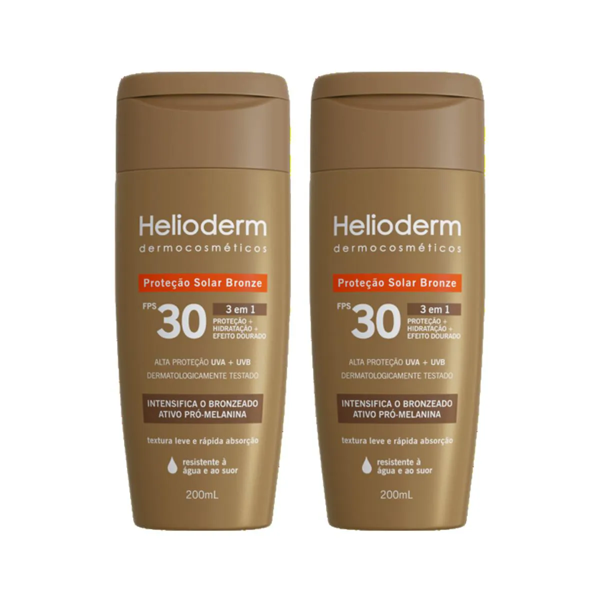 KIT 2UN PROTETOR SOLAR BRONZE HELIODERM 3 EM 1 FPS 30 - 200ML - KLEY HERTZ