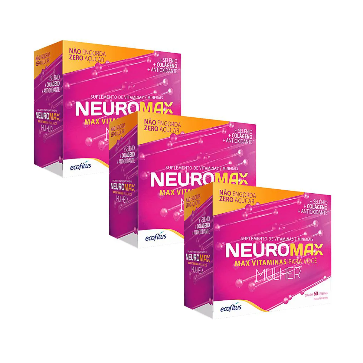 KIT 3UN NEUROMAX MULHER COM 60 CáPSULAS - ECOFITUS