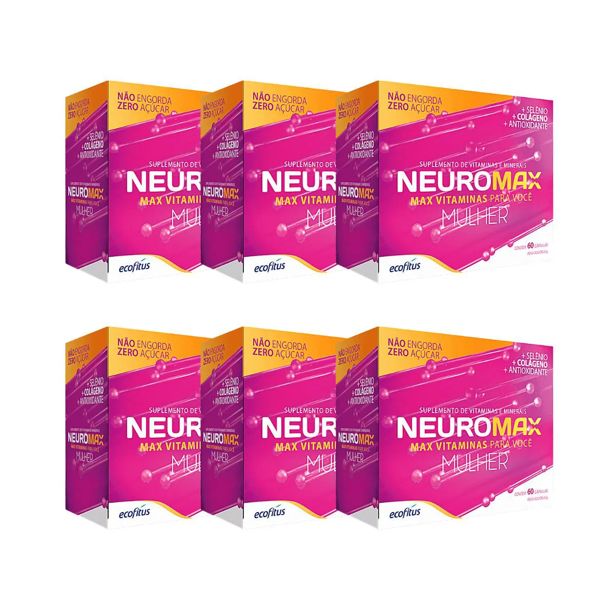 KIT 6UN NEUROMAX MULHER COM 60 CáPSULAS - ECOFITUS
