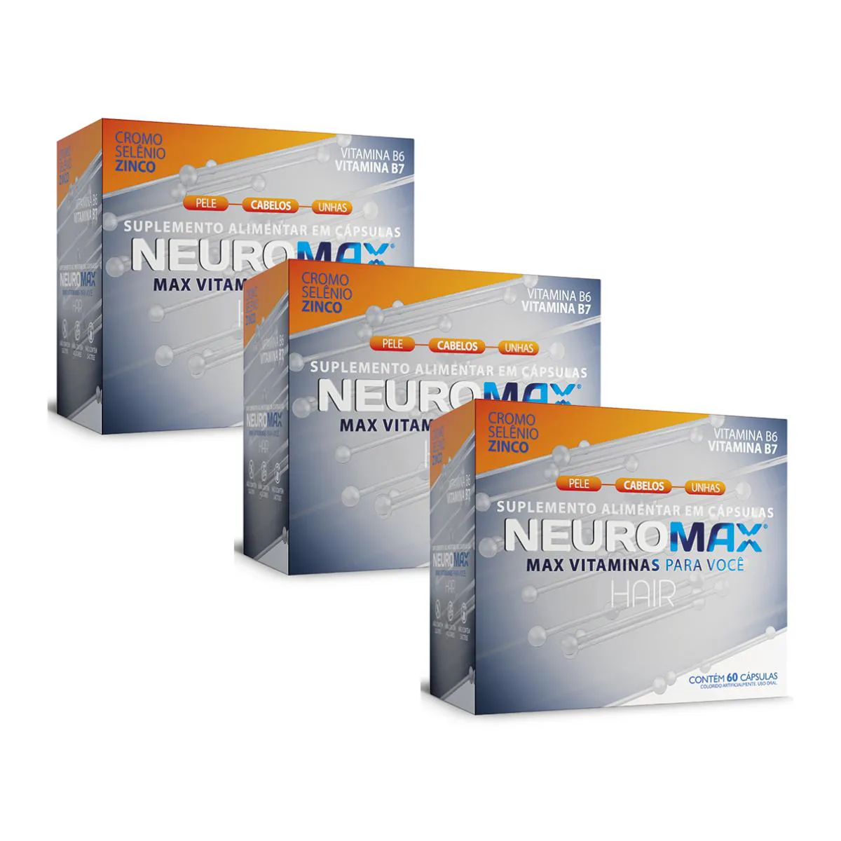KIT 3UN NEUROMAX HAIR COM 60 CáPSULAS - ECOFITUS