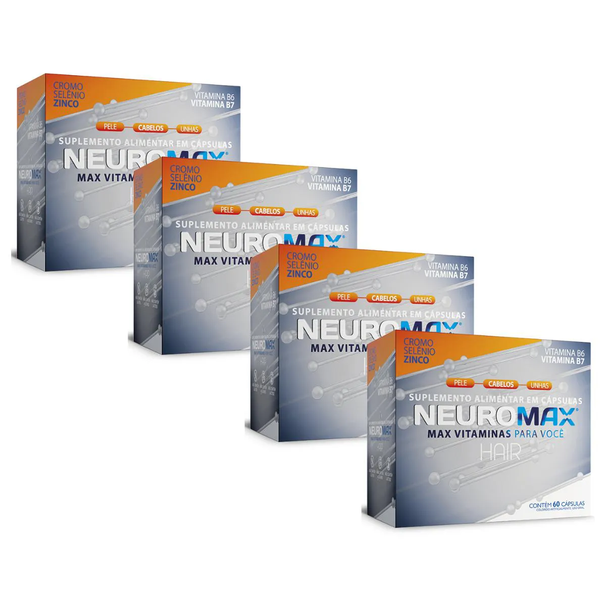 KIT 4UN NEUROMAX HAIR COM 60 CáPSULAS - ECOFITUS