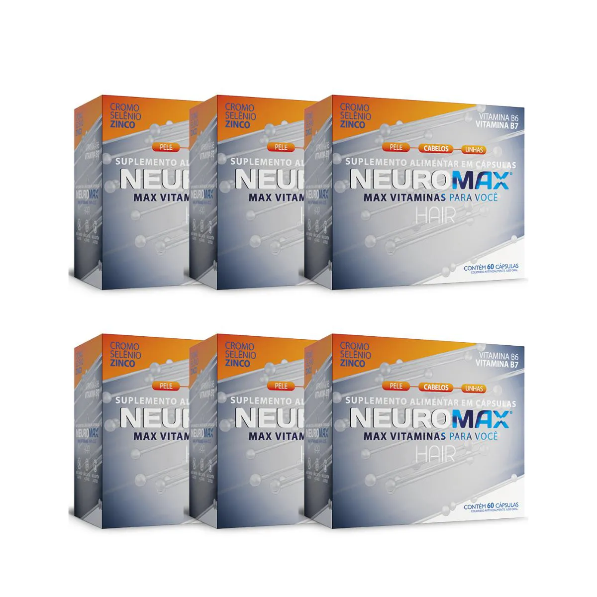 KIT 6UN NEUROMAX HAIR COM 60 CáPSULAS - ECOFITUS