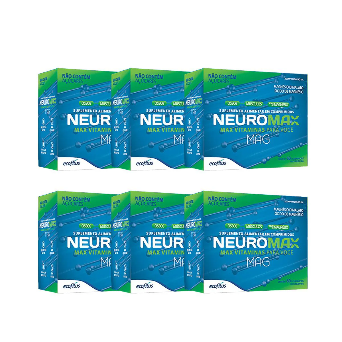 KIT 6UN NEUROMAX MAG COM 60 COMPRIMIDOS - ECOFITUS