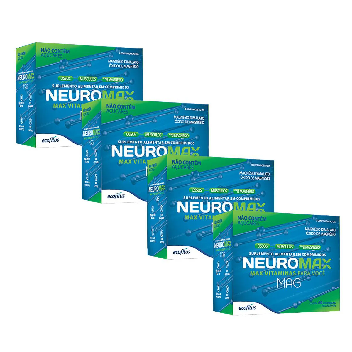 KIT 4UN NEUROMAX MAG COM 60 COMPRIMIDOS - ECOFITUS