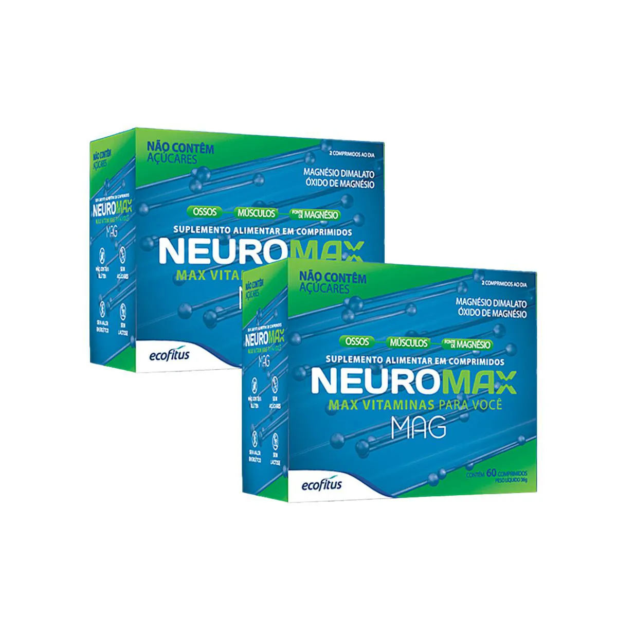 KIT 2UN NEUROMAX MAG COM 60 COMPRIMIDOS - ECOFITUS