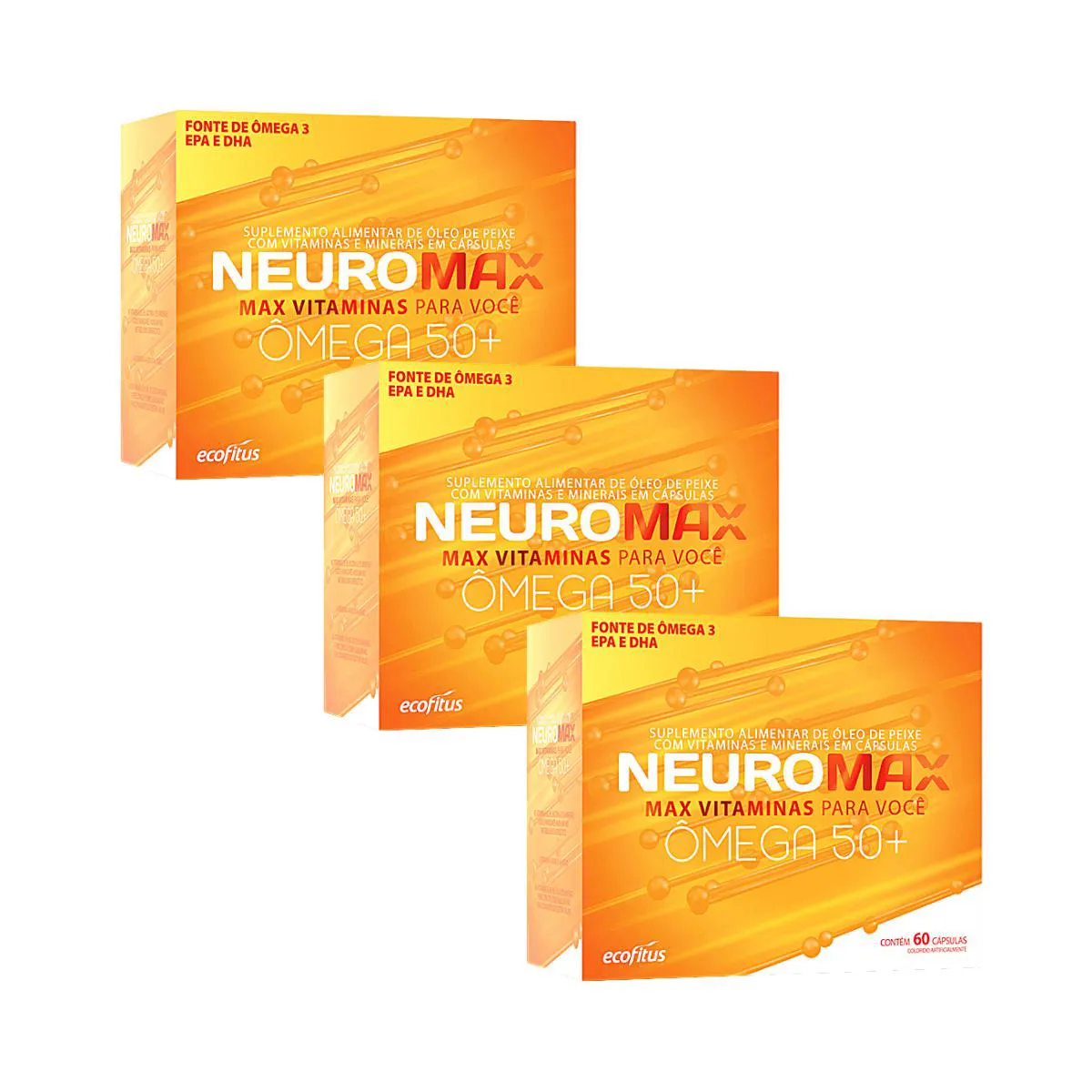 KIT 3UN NEUROMAX ÔMEGA 50+ COM 60 CáPSULAS - ECOFITUS