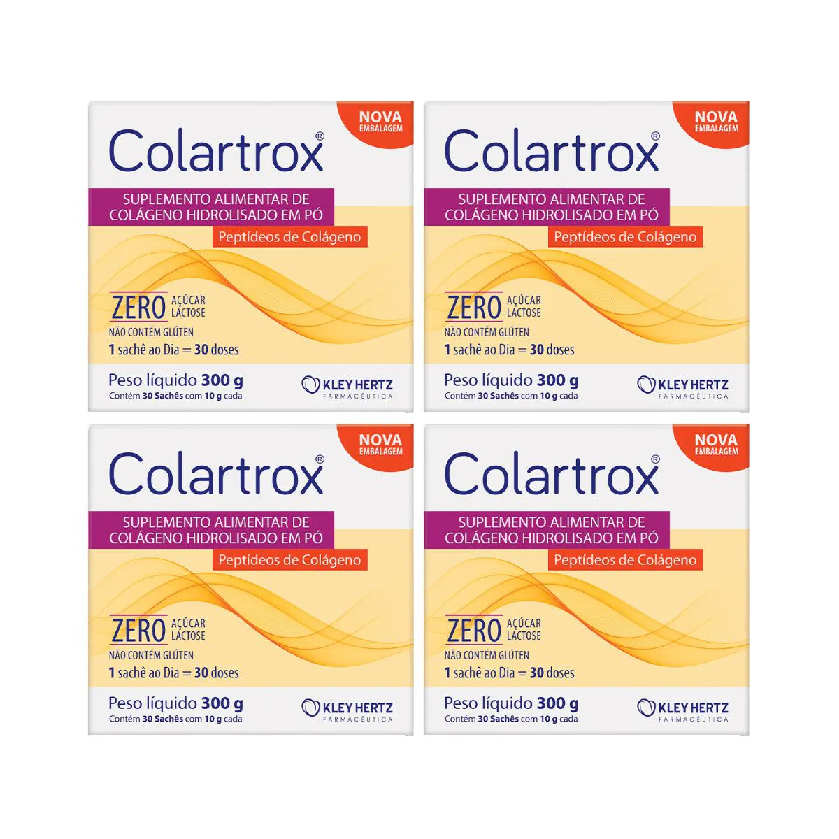 KIT 4UN COLARTROX COLáGENO COM 30 SACHêS COM 10G - KLEY HERTZ