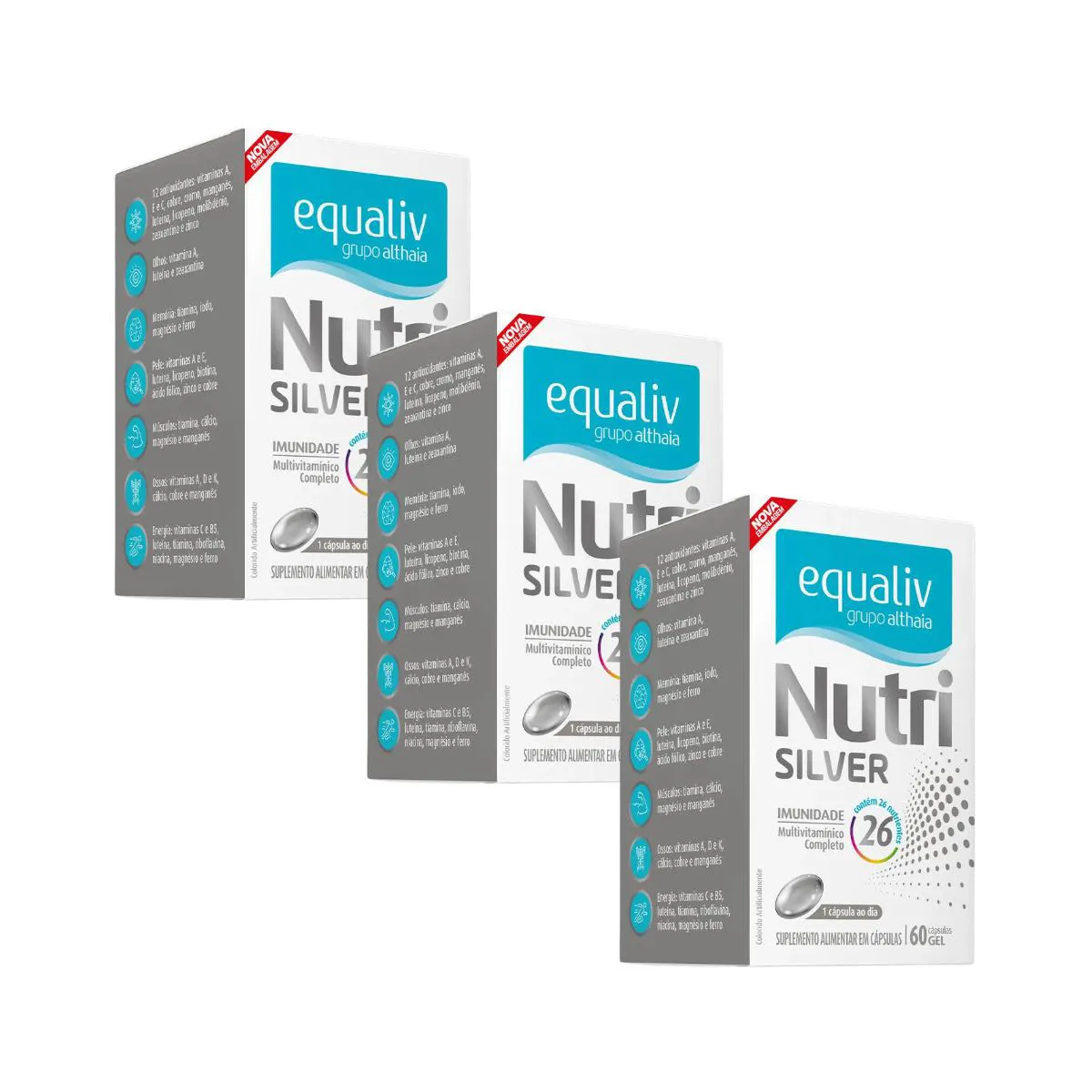 KIT 3UN NUTRI SILVER 60 CáPSULAS - EQUALIV