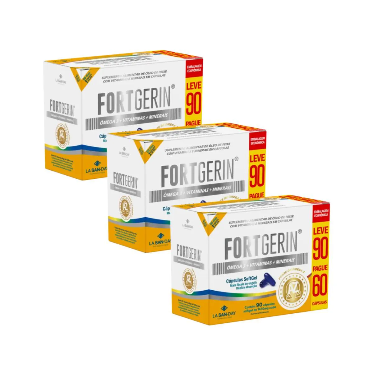KIT 3UN FORTGERIN AZ + ÔMEGA 3 - 90 CáPSULAS - LA SAN DAY