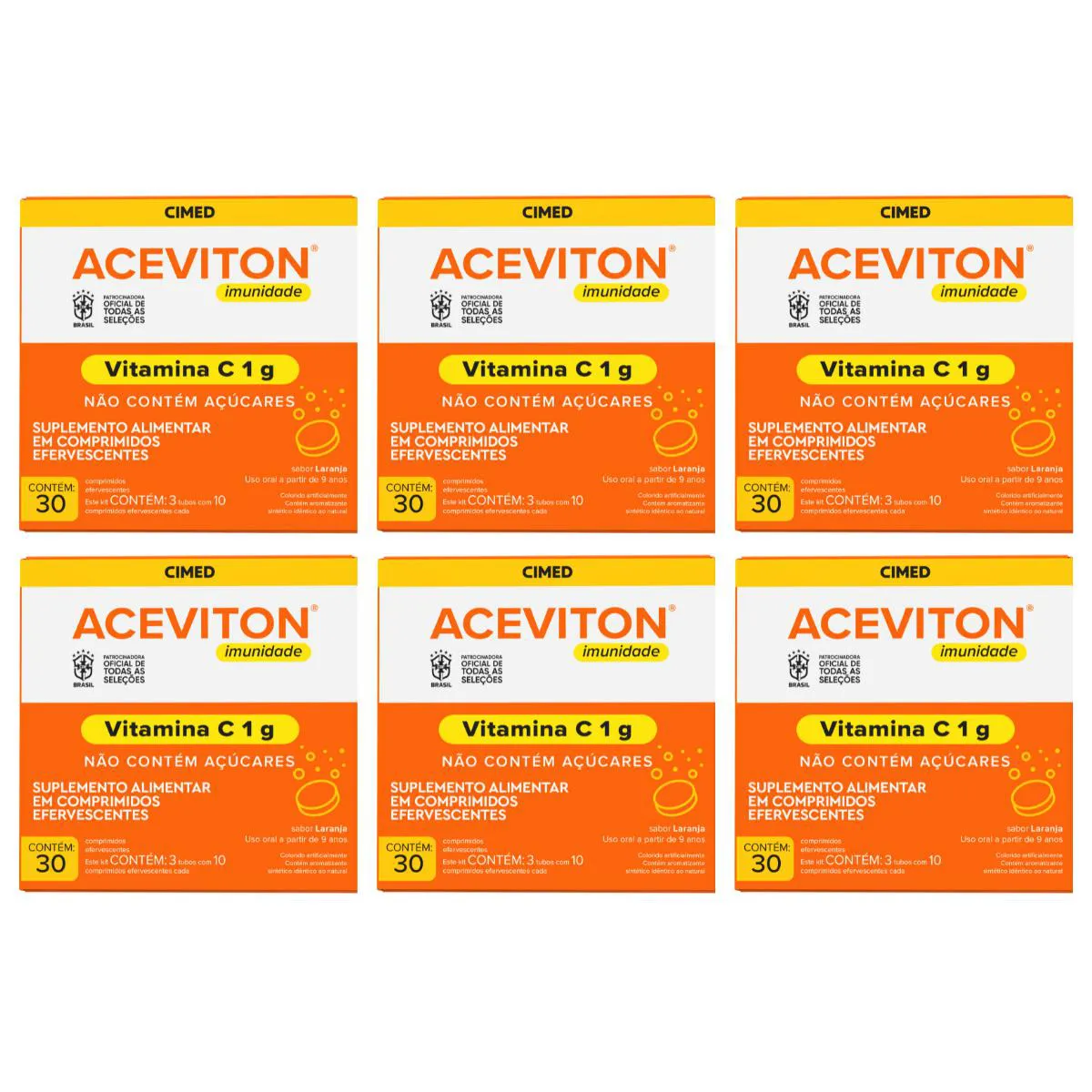 KIT 6UN VITAMINA C EFERVESCENTE 1G COM 30 COMPRIMIDOS - FARMAXON