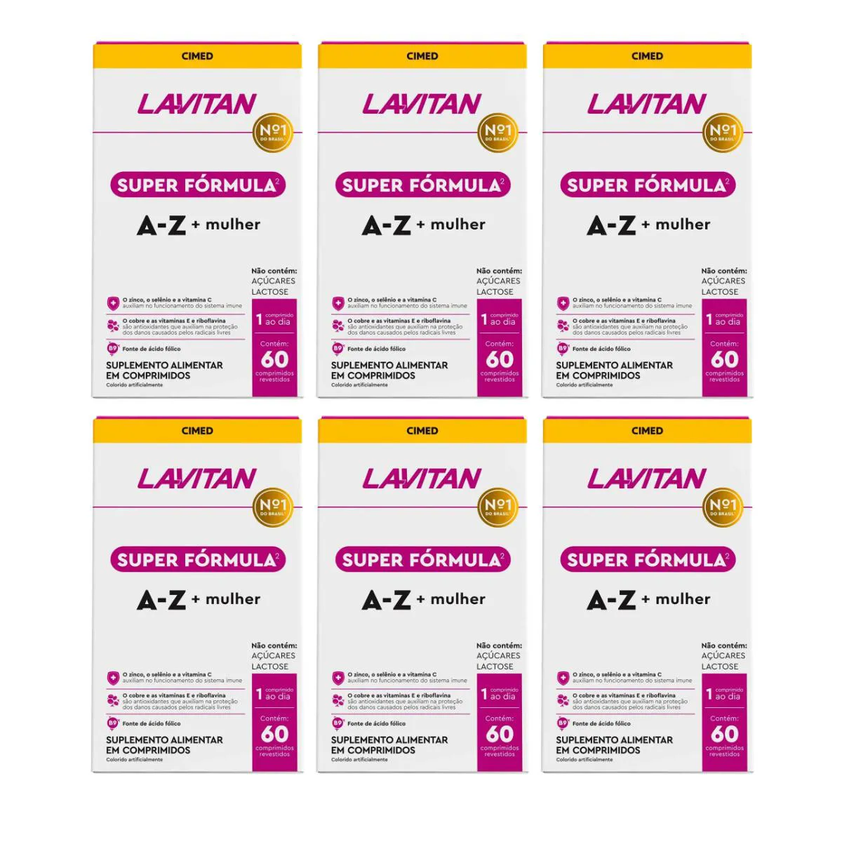 KIT 6 LAVITAN AZ MULHER SUPER FóRMULA 60 COMPRIMIDOS - CIMED
