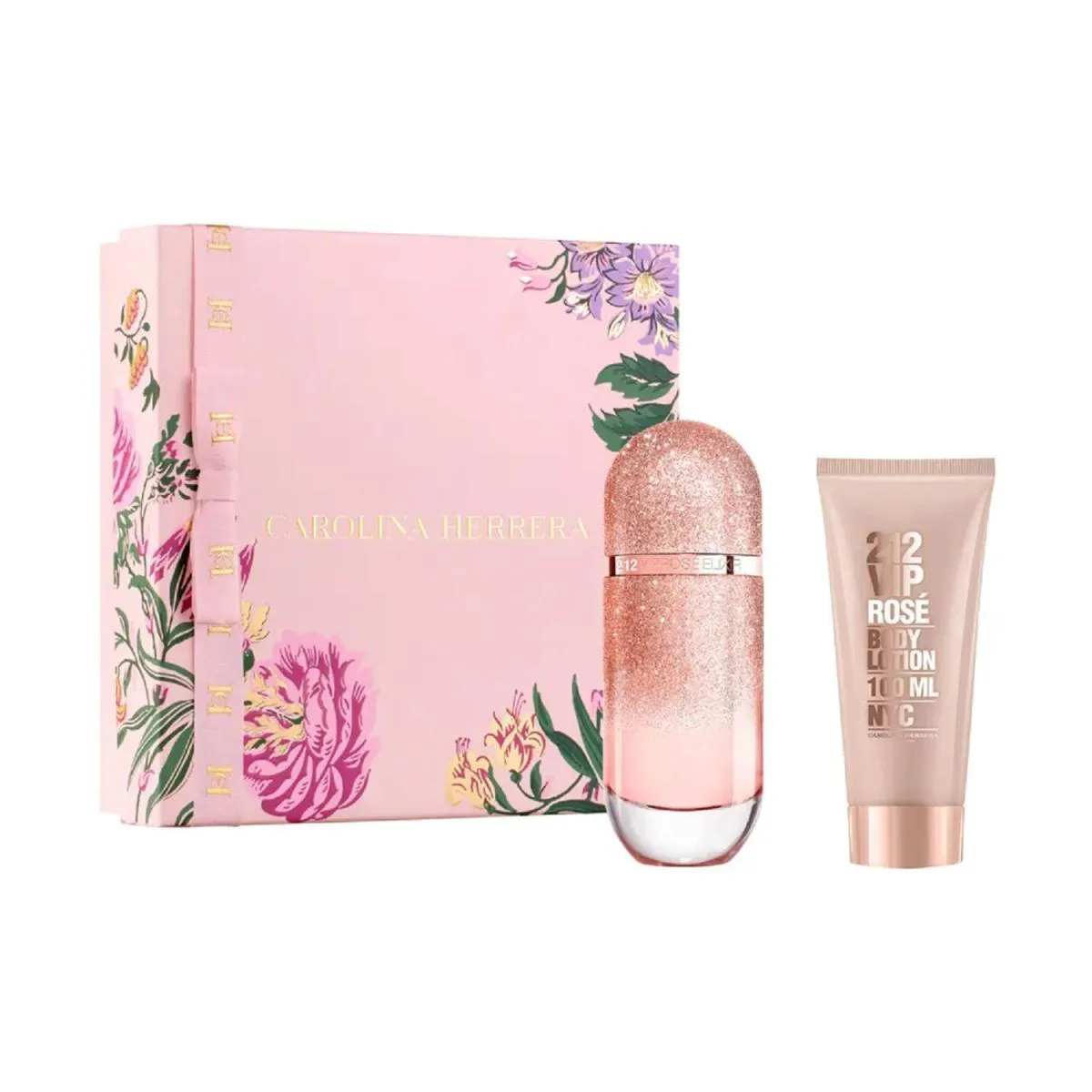 CONJUNTO 212 VIP ROSé ELIXIR CAROLINA HERRERA FEMININO - EAU DE PARFUM 80ML + LOçãO HIDRATANTE CORPORAL 100ML