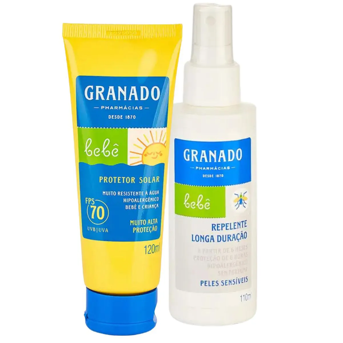 KIT INFANTIL PROTETOR SOLAR 70 E REPELENTE LONGA DURAçãO