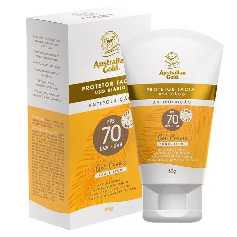 PROTETOR SOLAR FACIAL AUSTRALIAN GOLD ANTIPOLUIçãO FPS70 50G