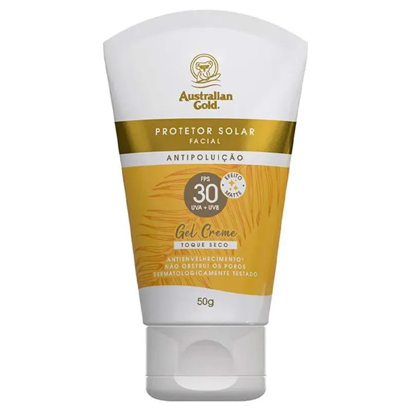 PROTETOR SOLAR FACIAL AUSTRALIAN GOLD ANTIPOLUIçãO FPS30 50G
