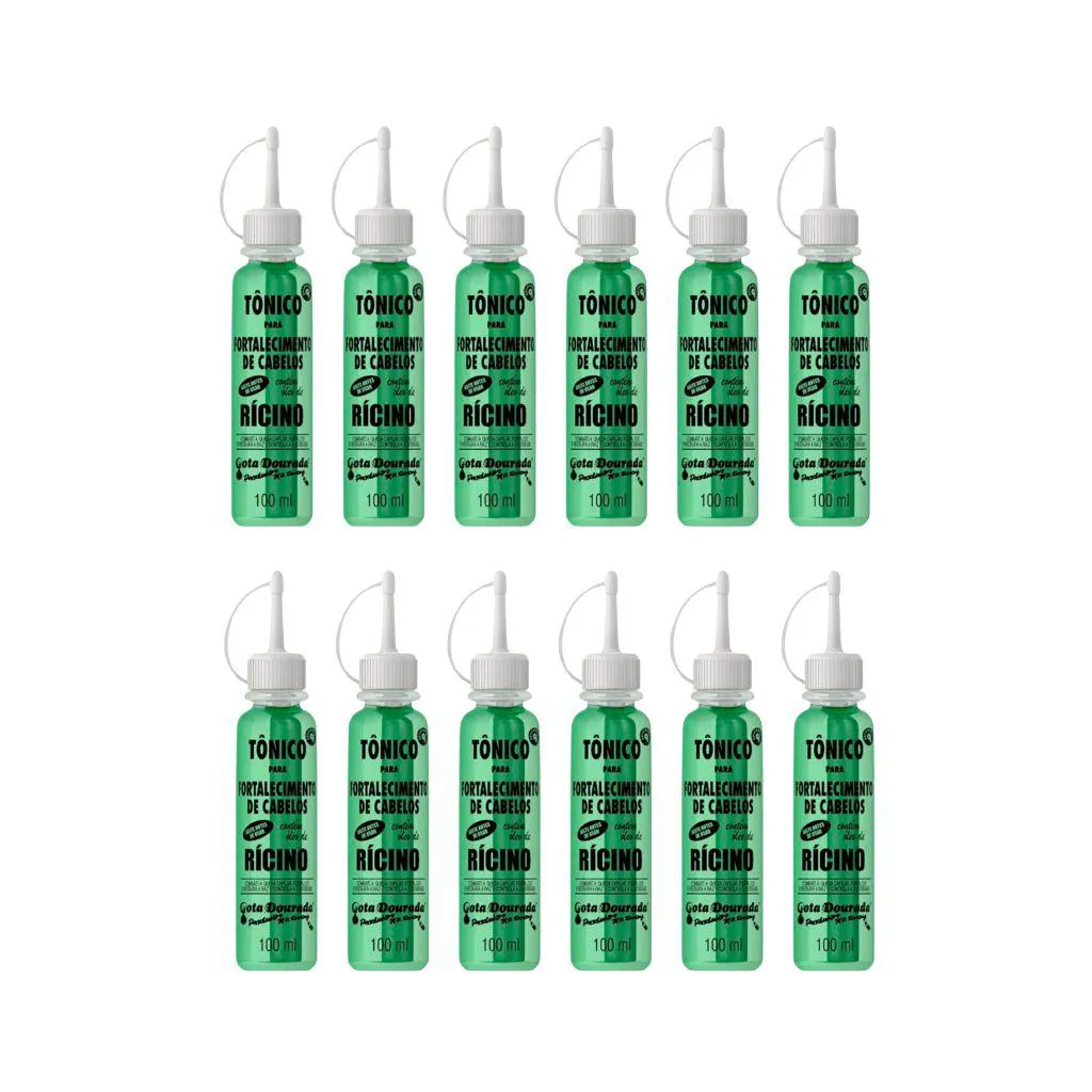 TONICO CAPILAR GOTA DOURADA 100ML RICINO - KIT C/ 12UN