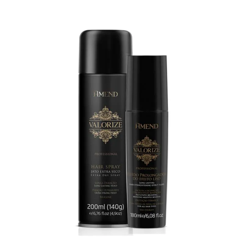 AMEND VALORIZE FLUíDO PROLONGADOR DO LISO 180ML + FIXADOR ULTRA FORTE 200ML