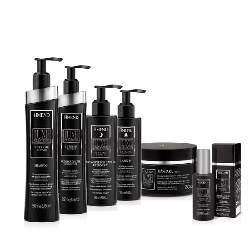 AMEND LUXE CREATIONS EXTREME REPAIR SH 250ML + COND 250ML + MASC 300ML + OVERNIGHT 180ML + LEAVE-IN 180ML + ÓLEO 55ML