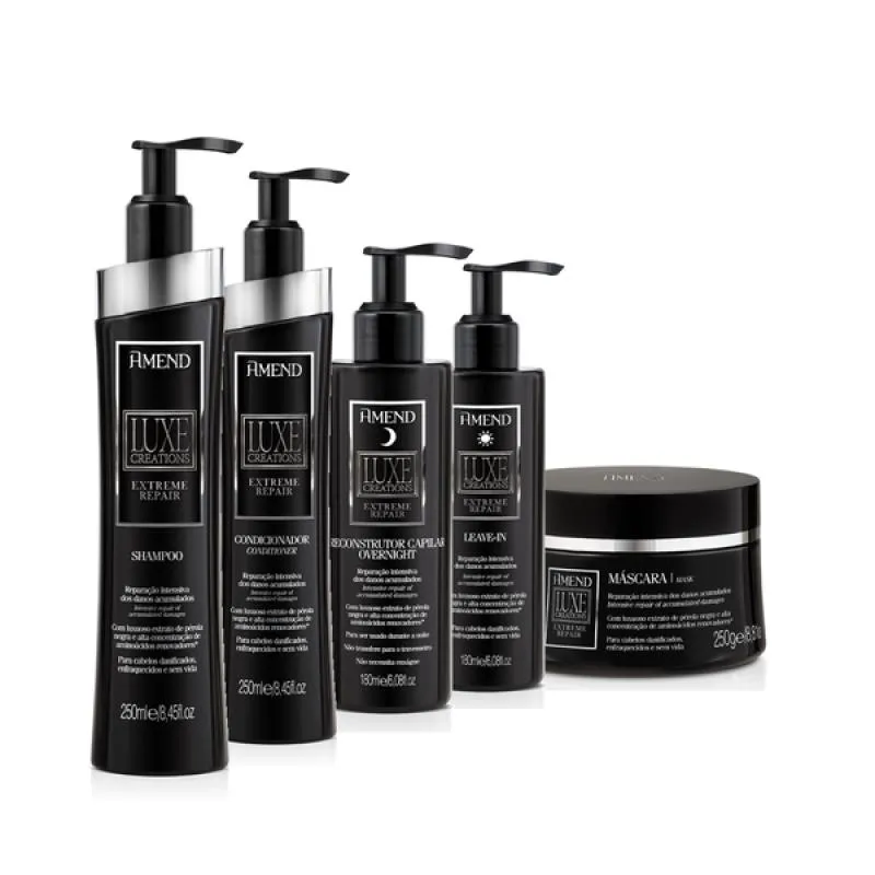 AMEND LUXE CREATIONS EXTREME REPAIR SH 250ML + COND 250ML + MASC 300ML + OVERNIGHT 180ML + LEAVE-IN 180ML