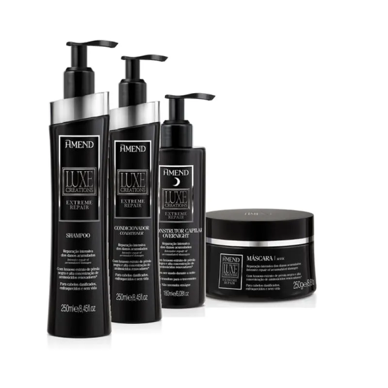 AMEND LUXE CREATIONS EXTREME REPAIR SH 250ML + COND 250ML + MASC 250ML + OVERNIGHT 180ML