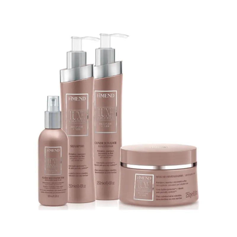 AMEND LUXE CREATIONS BLONDE CARE SHAMPOO 250ML + CONDICIONADOR 250ML + MASCARA 300ML + FLUíDO 180ML