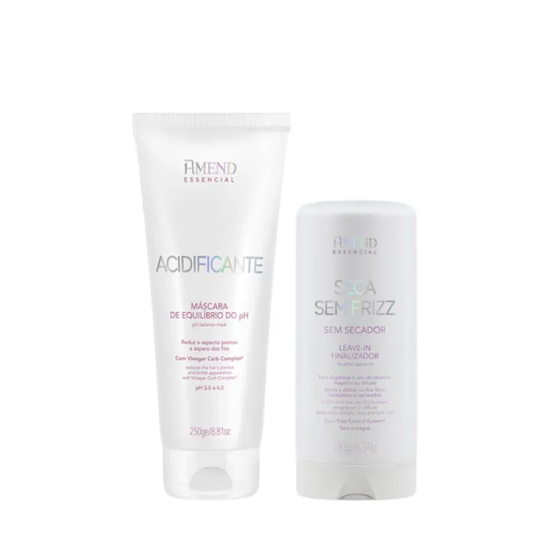 AMEND ESSENCIAL LEAVE-IN SECA SEM FRIZZ 180ML + MASCARA ACIDIFICANTE 250ML