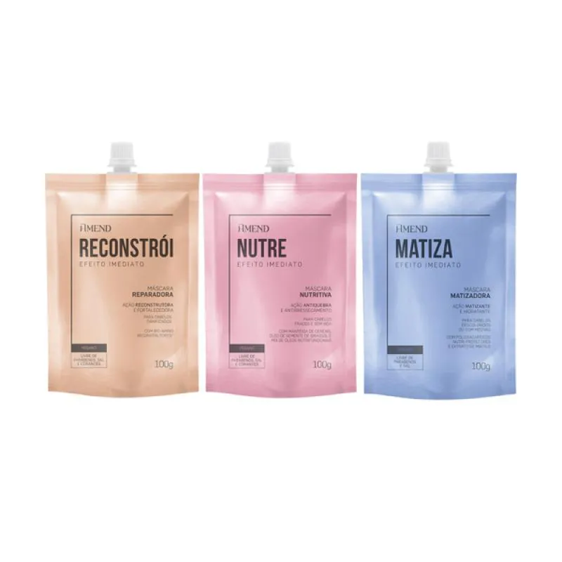 AMEND EFEITO IMEDIATO MASCARA MATIZADORA 100ML + NUTRITIVA 100ML + REPARADORA 100ML