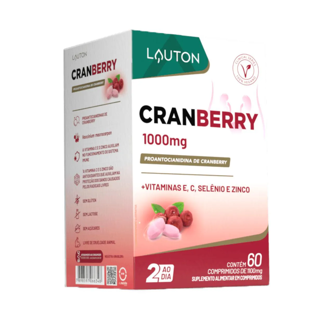 CRANBERRY 1000MG LAUTON 60 CAPSULAS SEM Sabor