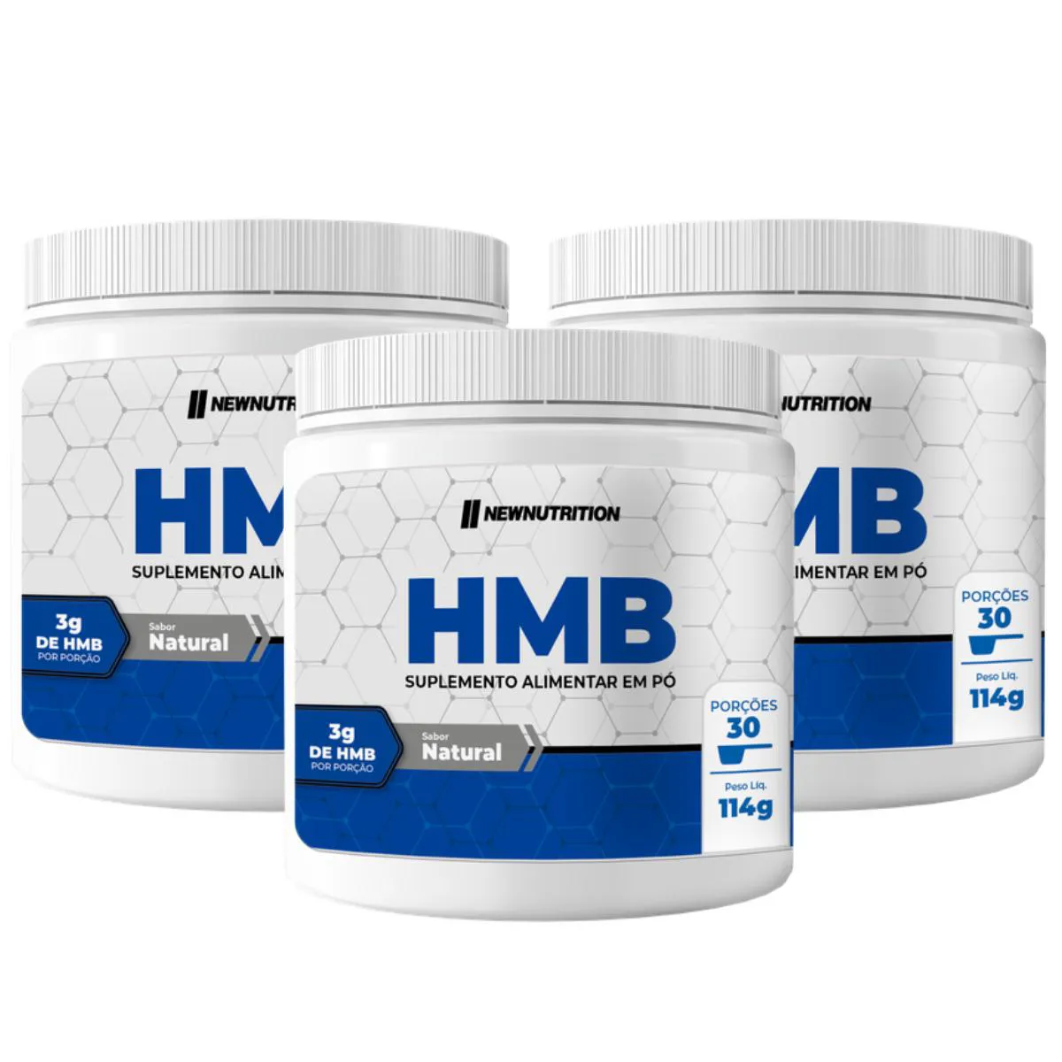 3X HMB HIDROXIMETILBUTIRATO 3000MG NEW NUTRITION NATURAL 114G