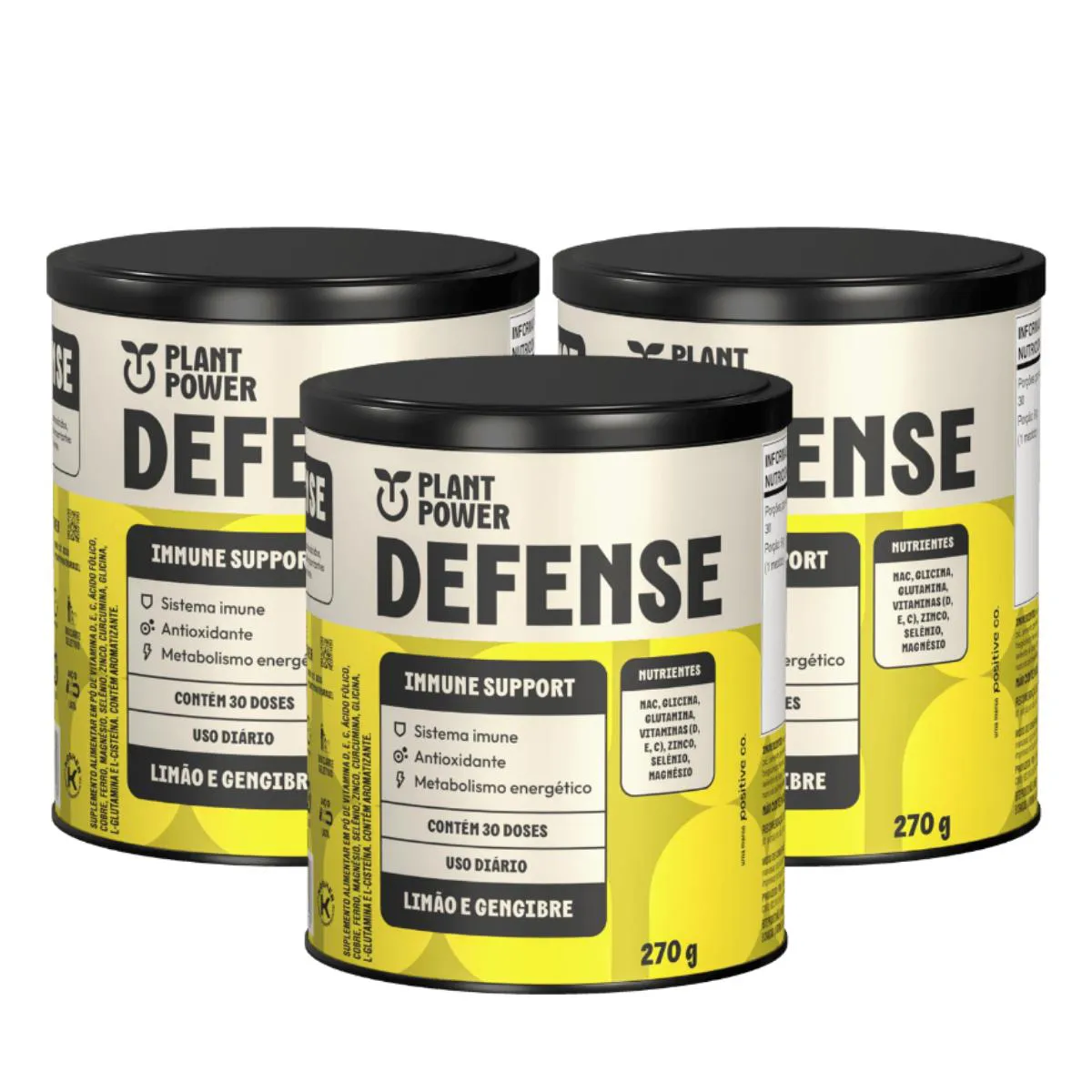3X DEFENSE IMUNIDADE LIMãO E GENGIBRE PLANT POWER 270G