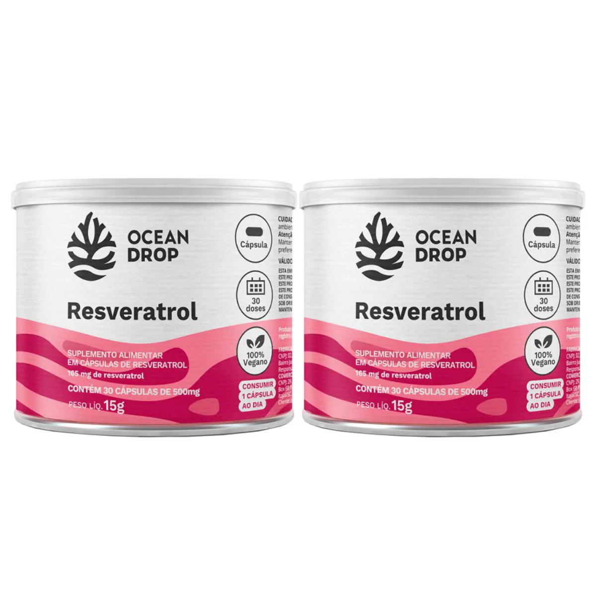 2X RESVERATROL 165MG VEGANO OCEAN DROP 30 CáPSULAS SEM Sabor