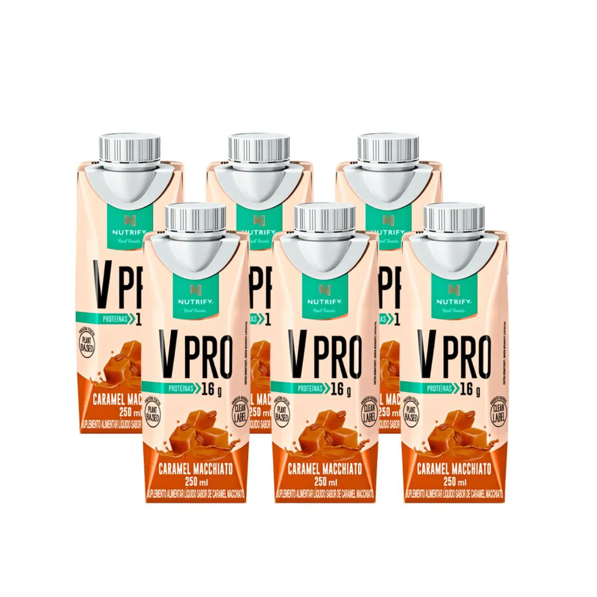 6X BEBIDA LáCTEA VEGANA VPRO NUTRIFY DOCE DE LEITE 250ML