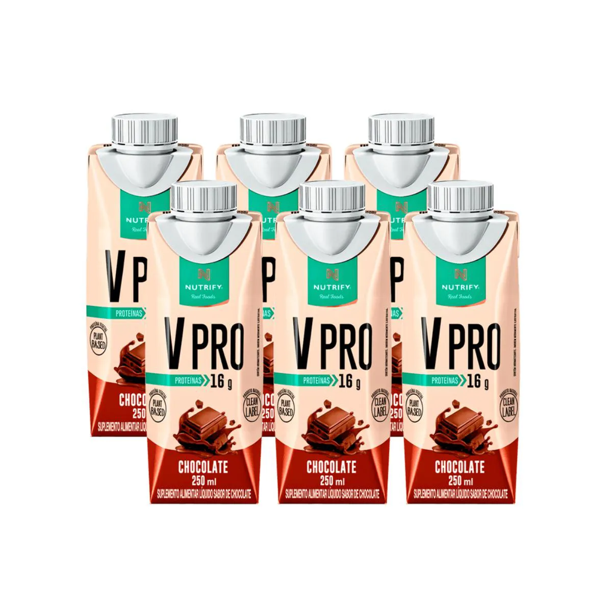 6X BEBIDA LáCTEA VEGANA VPRO NUTRIFY CHOCOLATE 250ML