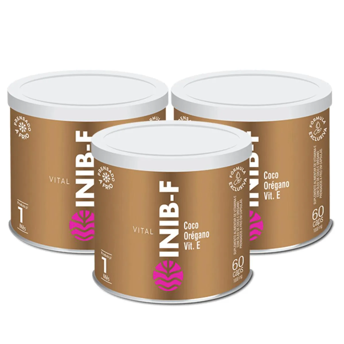 3X VITAL INIB-F VITAMINA E ÓLEO DE COCO 60 CáPSULAS SEM Sabor