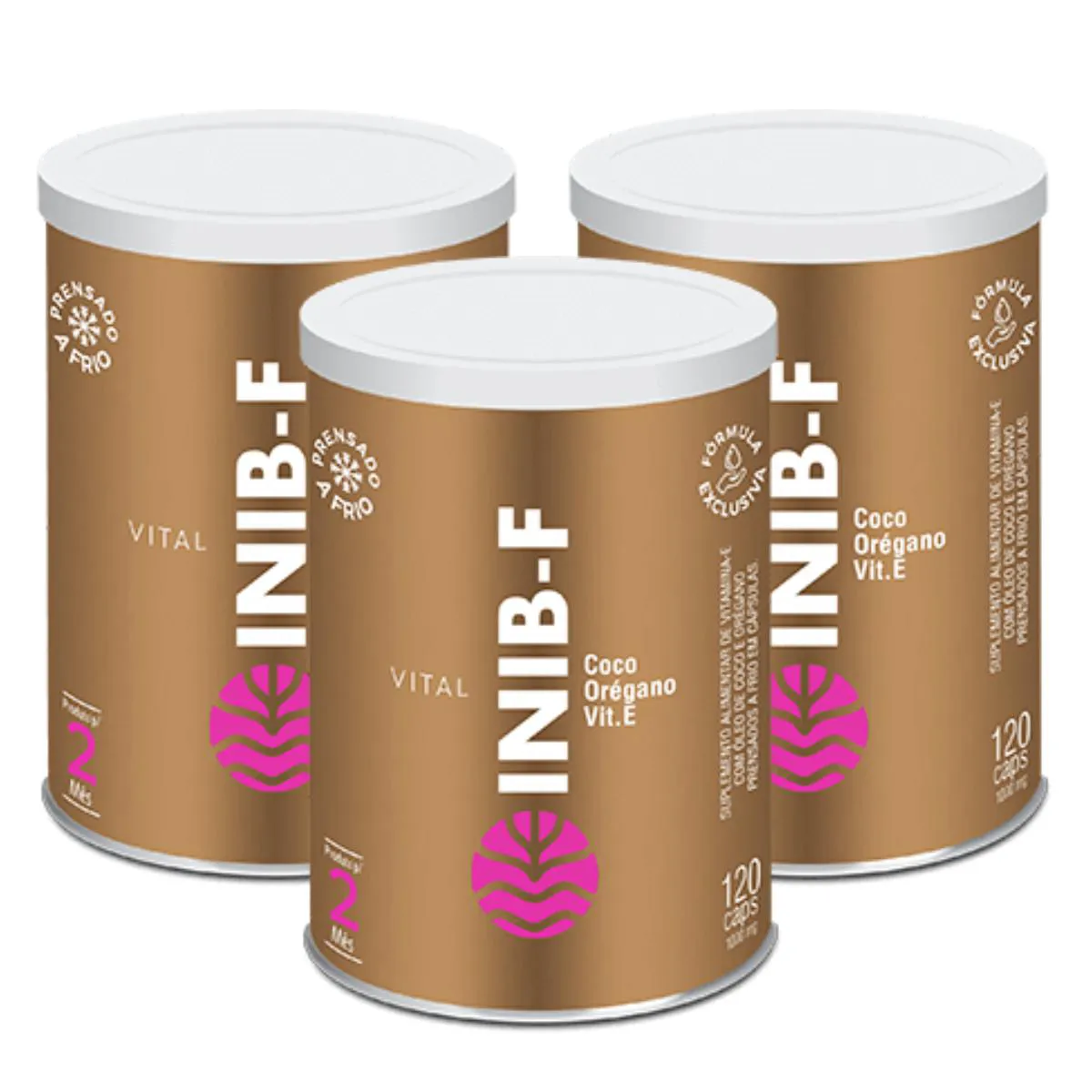3X VITAL INIB-F VITAMINA E ÓLEO DE COCO 120 CáPSULAS SEM Sabor
