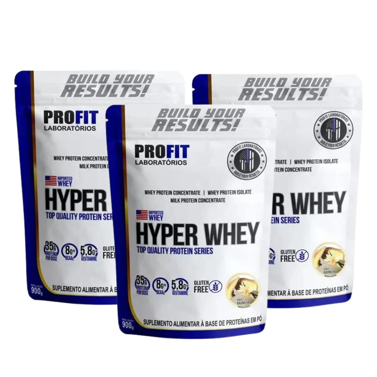 3X HYPER WHEY PROTEIN ISOLADO BAUNILHA PROFIT 900G