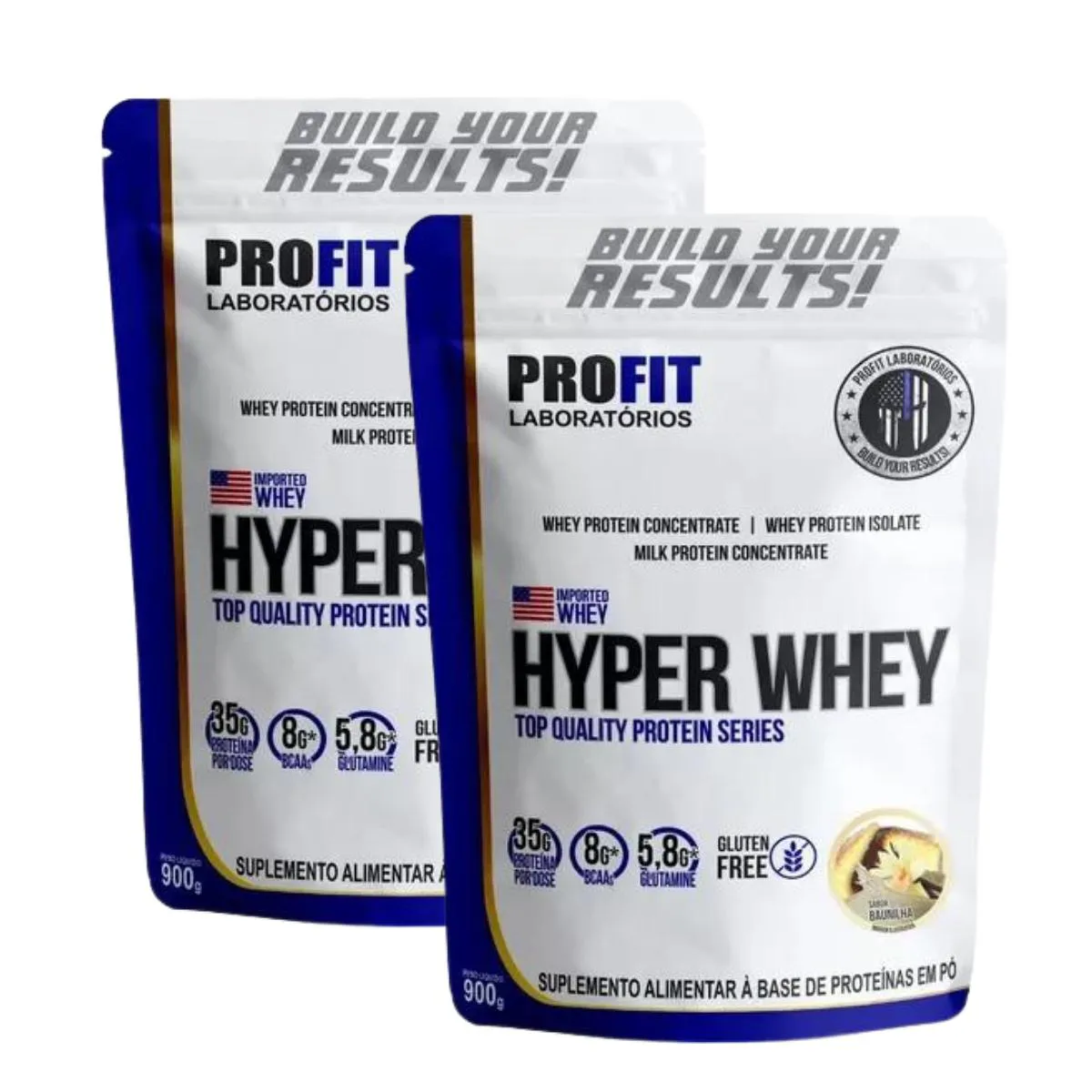 2X HYPER WHEY PROTEIN ISOLADO BAUNILHA PROFIT 900G