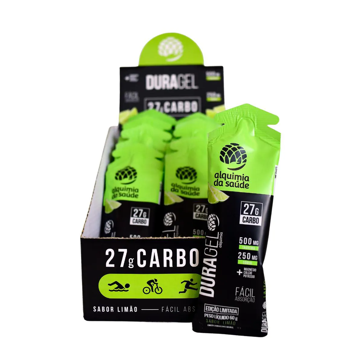 DURAGEL BOX 27G CARBO ALQUIMIA DA SAúDE LIMãO 15 UNIDADES 60G