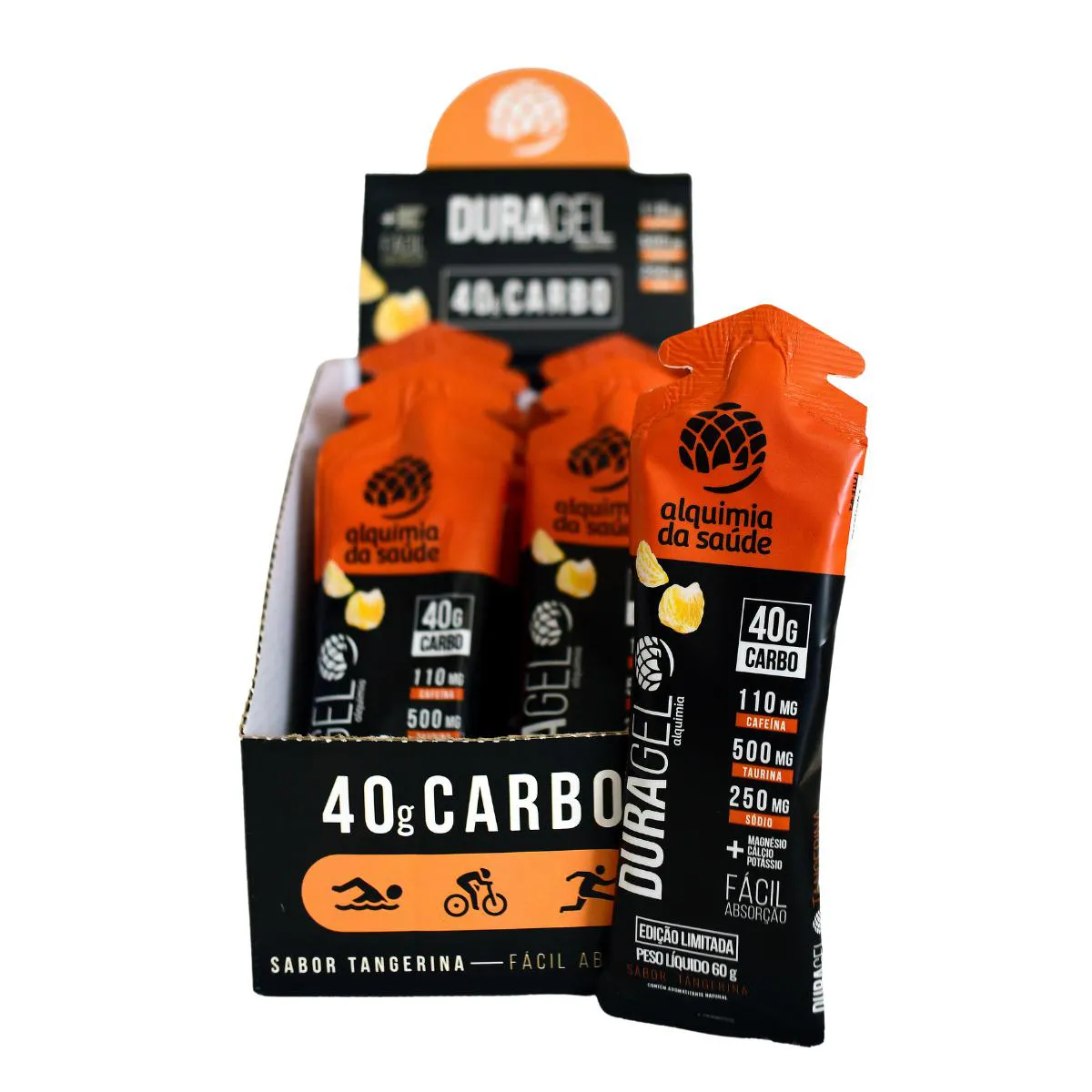 DURAGEL BOX 40G CARBO ALQUIMIA DA SAúDE TANGERINA 15 UNIDADES 60G