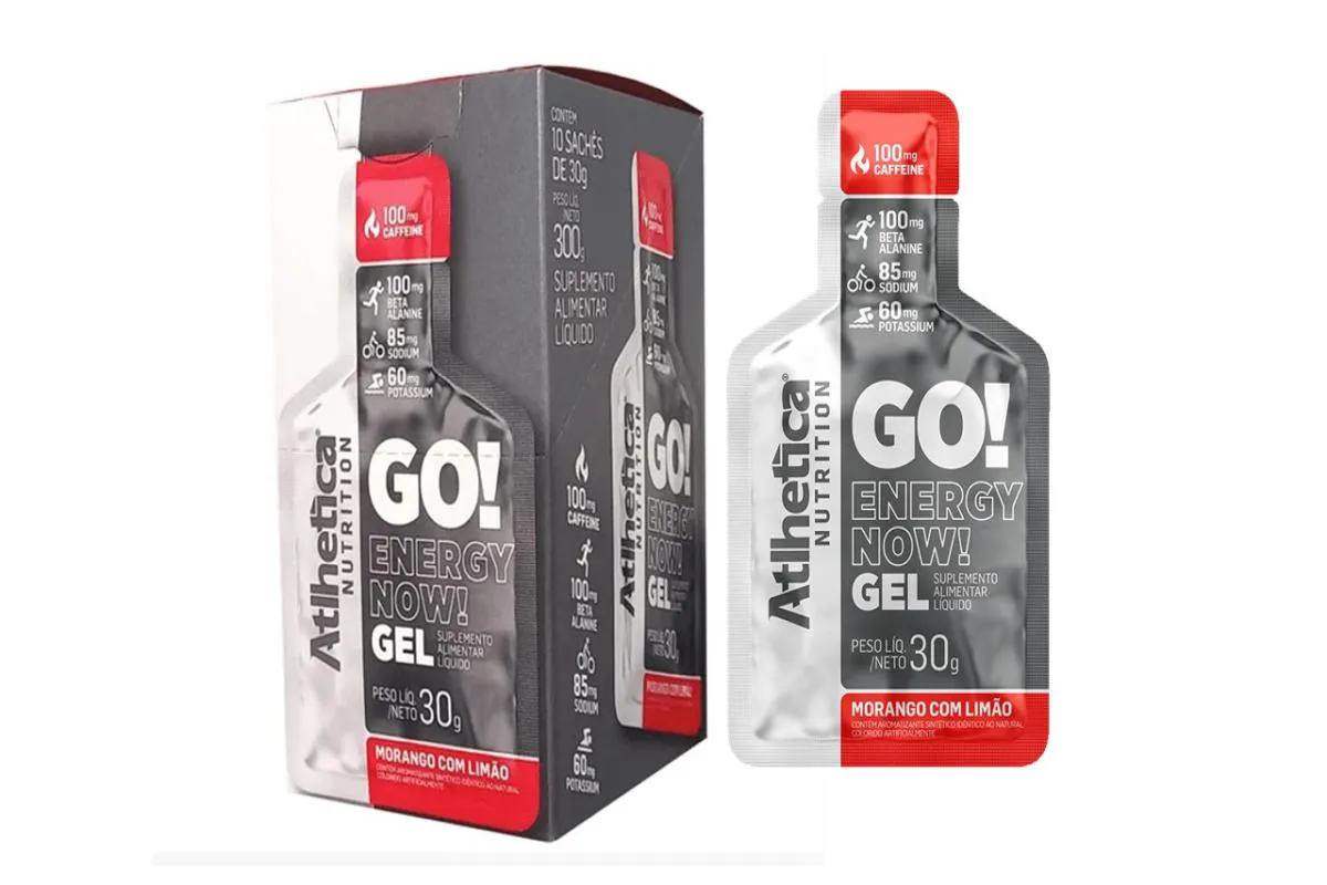 GO! ENERGY NOW GEL CONTEM 10 SACHES - ATLHETICA NUTRITION Morango COM Limao